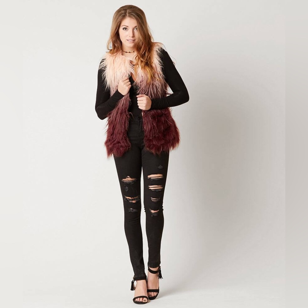 Miss Selfridge Ombr Fur Vest